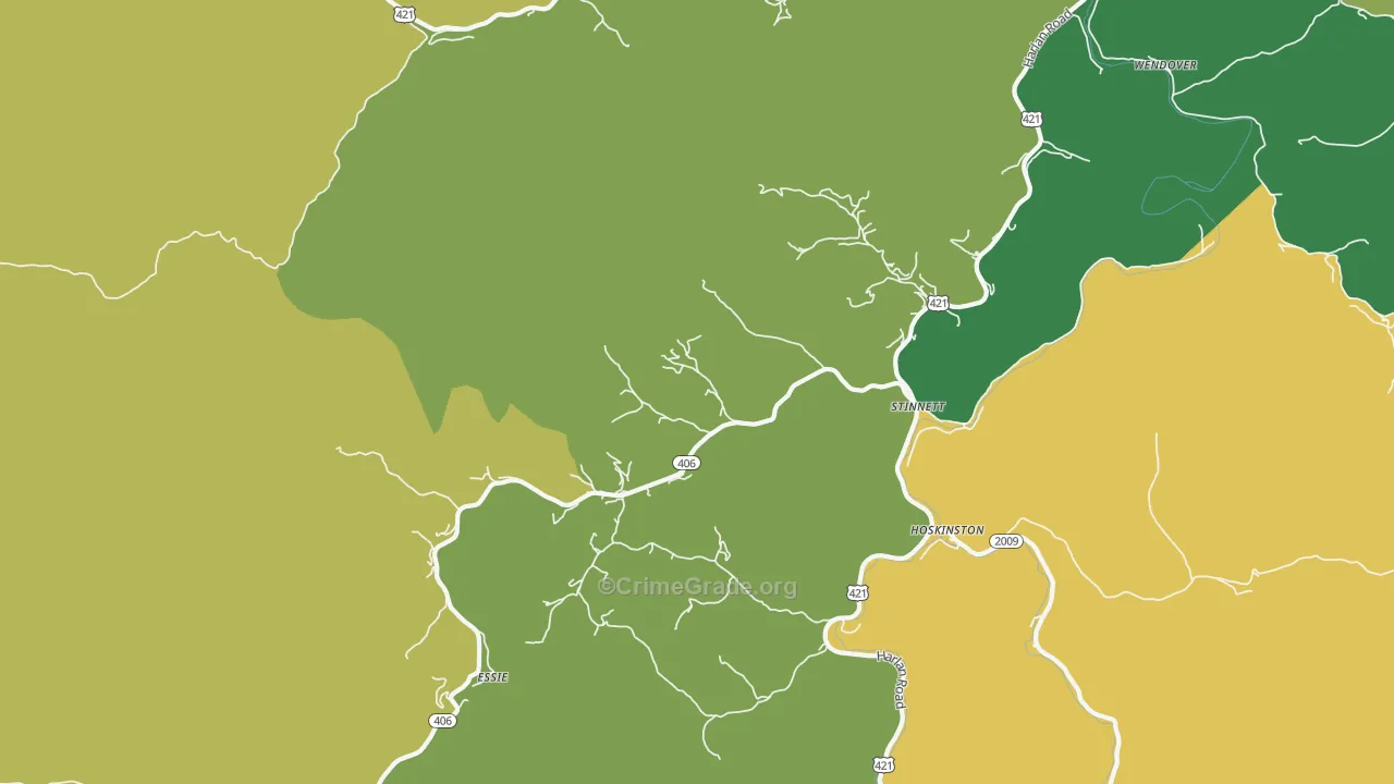 40868, KY Map of Vehicle Theft Rates