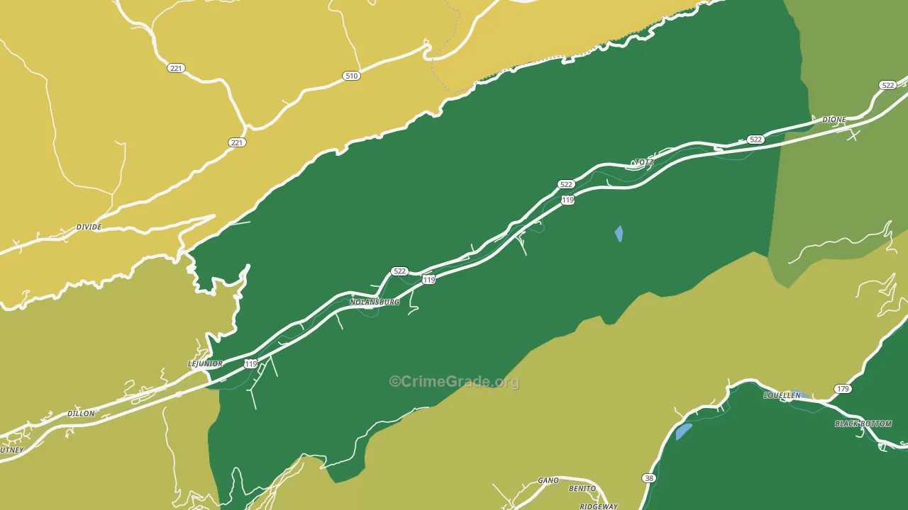 40870, KY Map of Vehicle Theft Rates