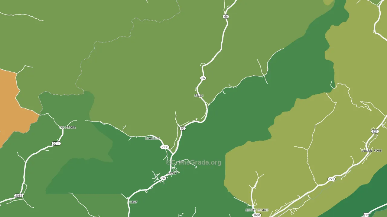 40902, KY Map of Vehicle Theft Rates