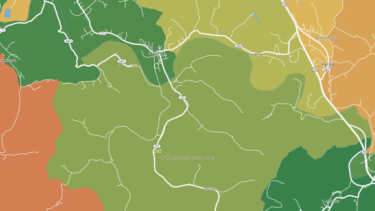 40903, KY Map of Vehicle Theft Rates