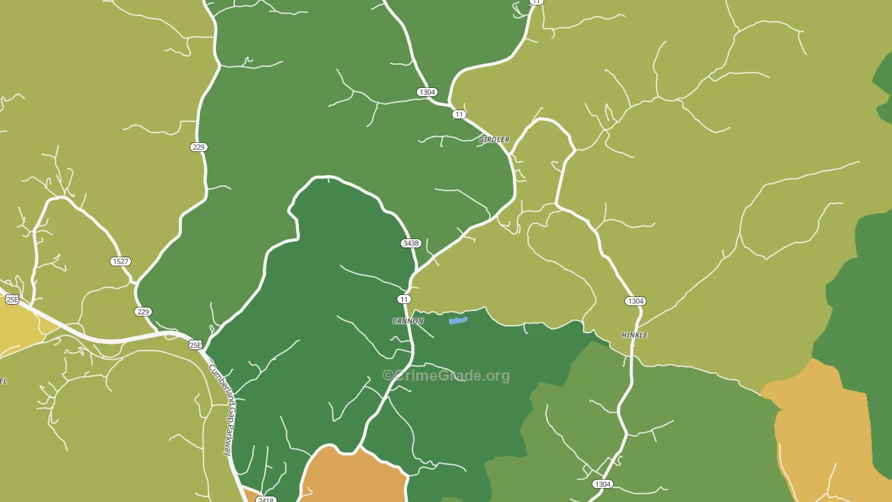 40923, KY Map of Vehicle Theft Rates