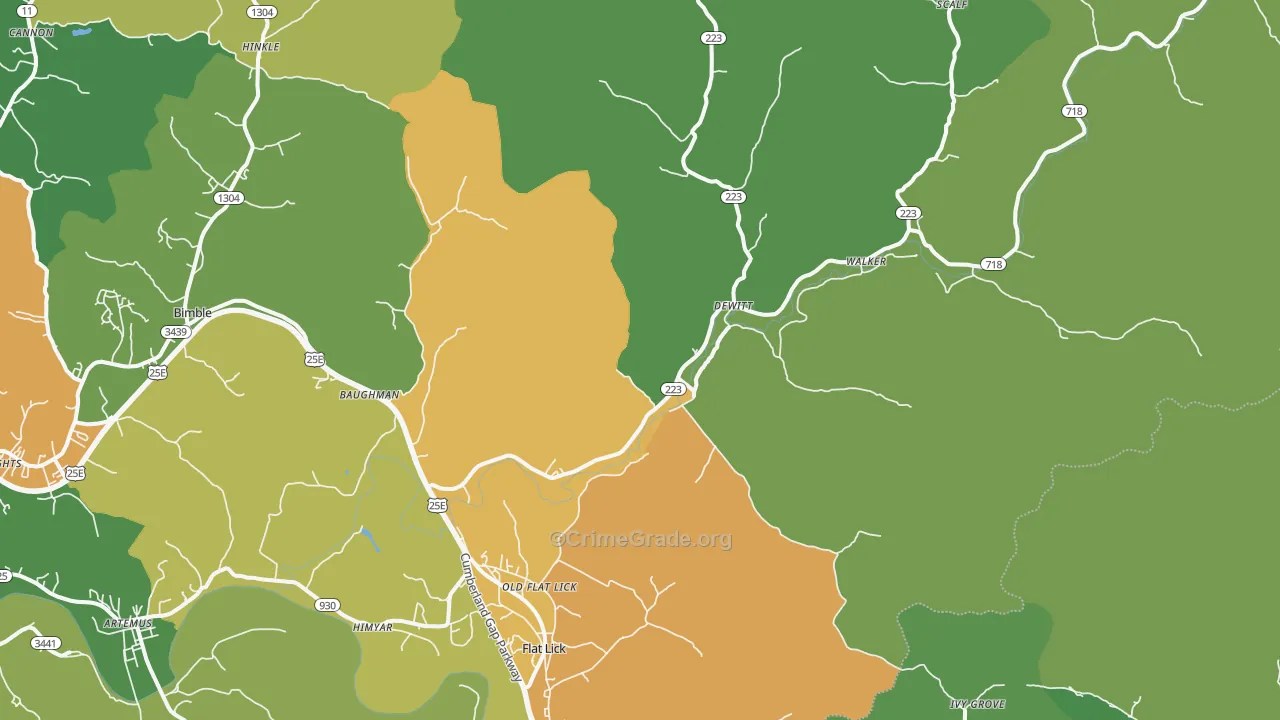 40935, KY Map of Vehicle Theft Rates