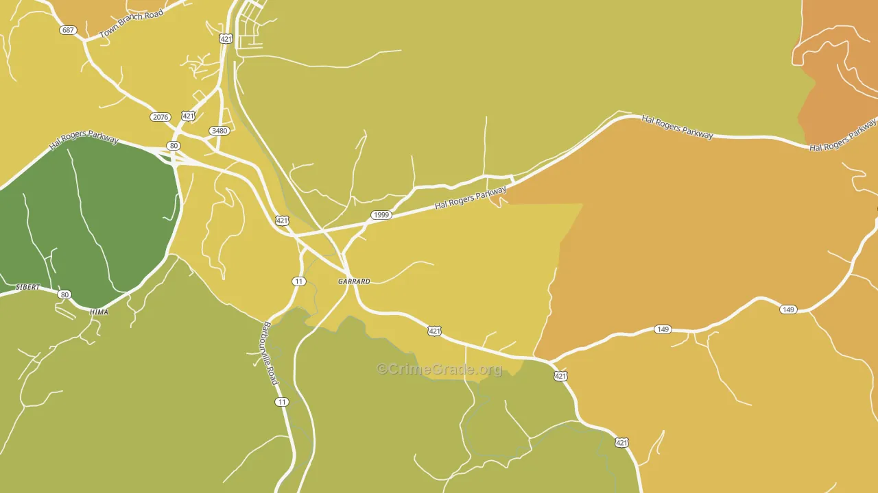 40941, KY Map of Vehicle Theft Rates