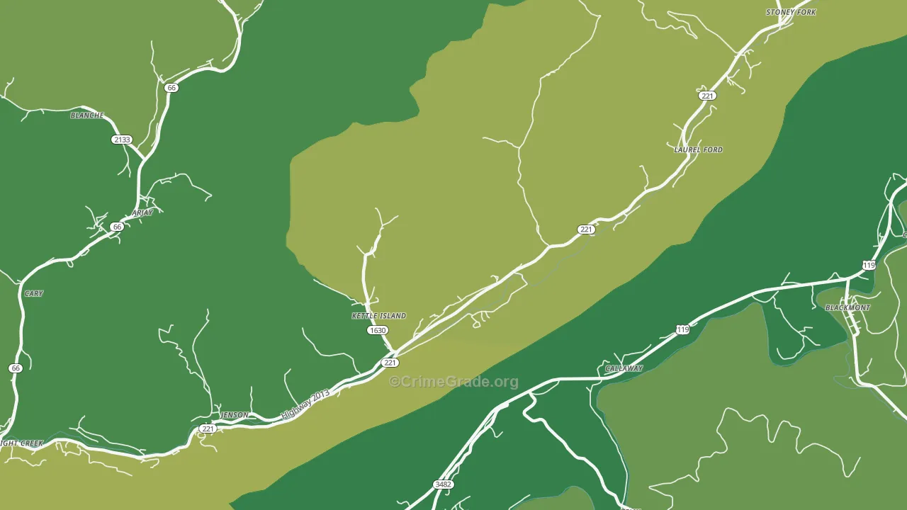 40958, KY Map of Vehicle Theft Rates