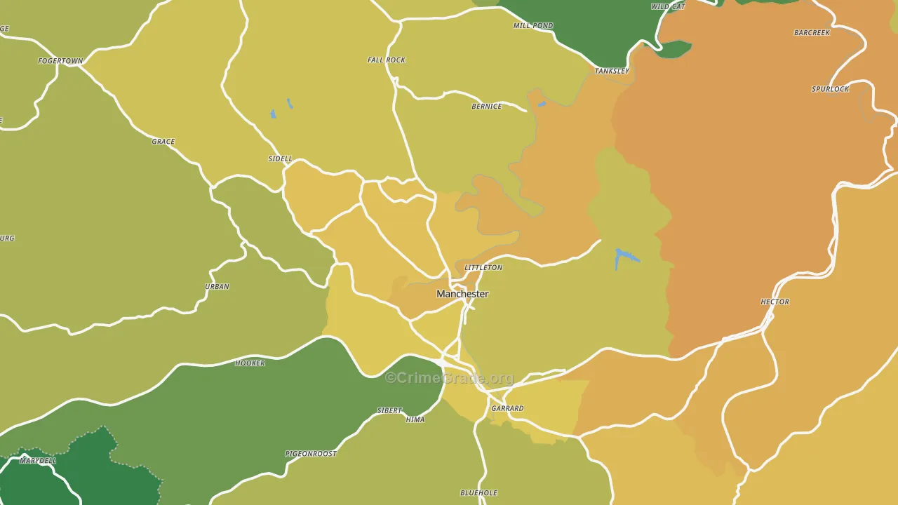 40962, KY Map of Vehicle Theft Rates