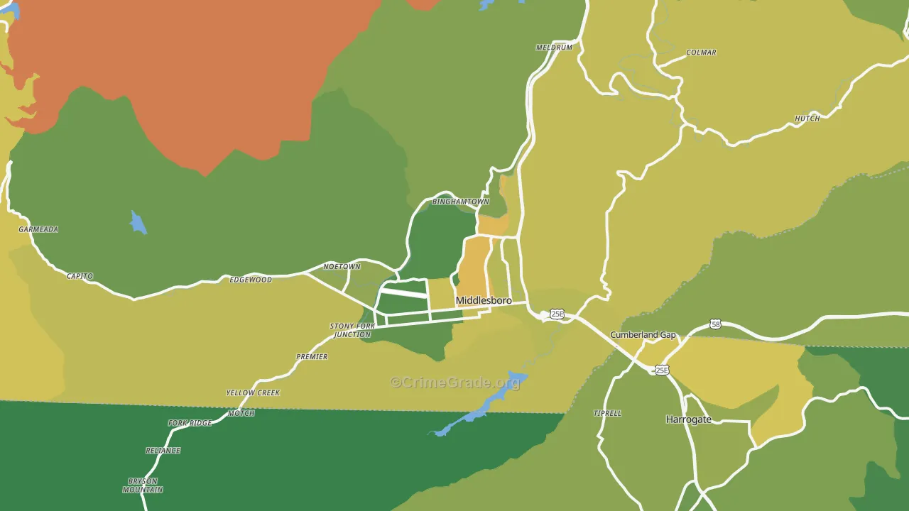 40965, KY Map of Vehicle Theft Rates