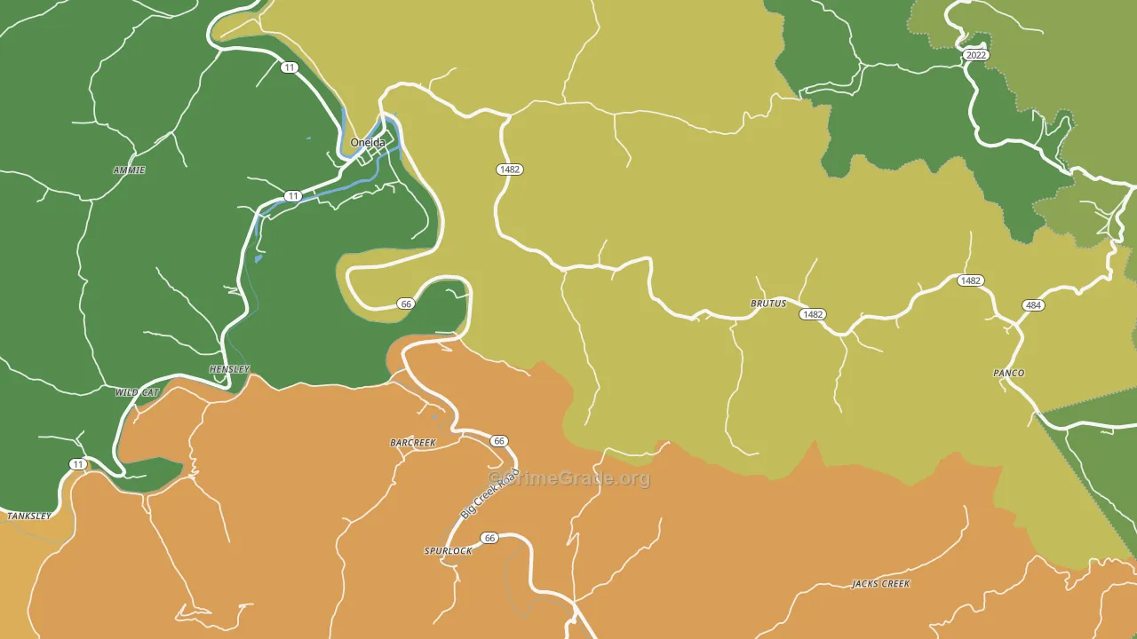 40972, KY Map of Vehicle Theft Rates