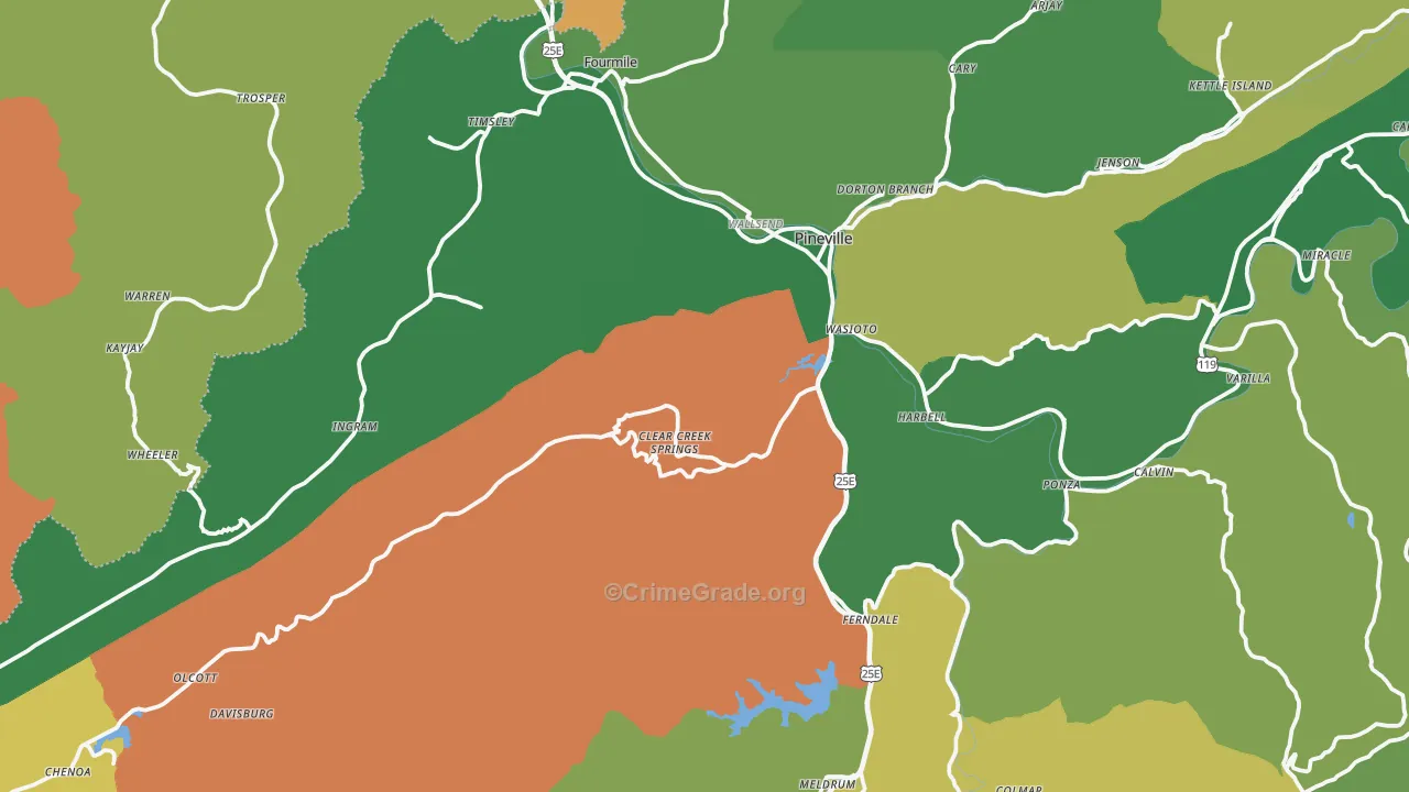 40977, KY Map of Vehicle Theft Rates