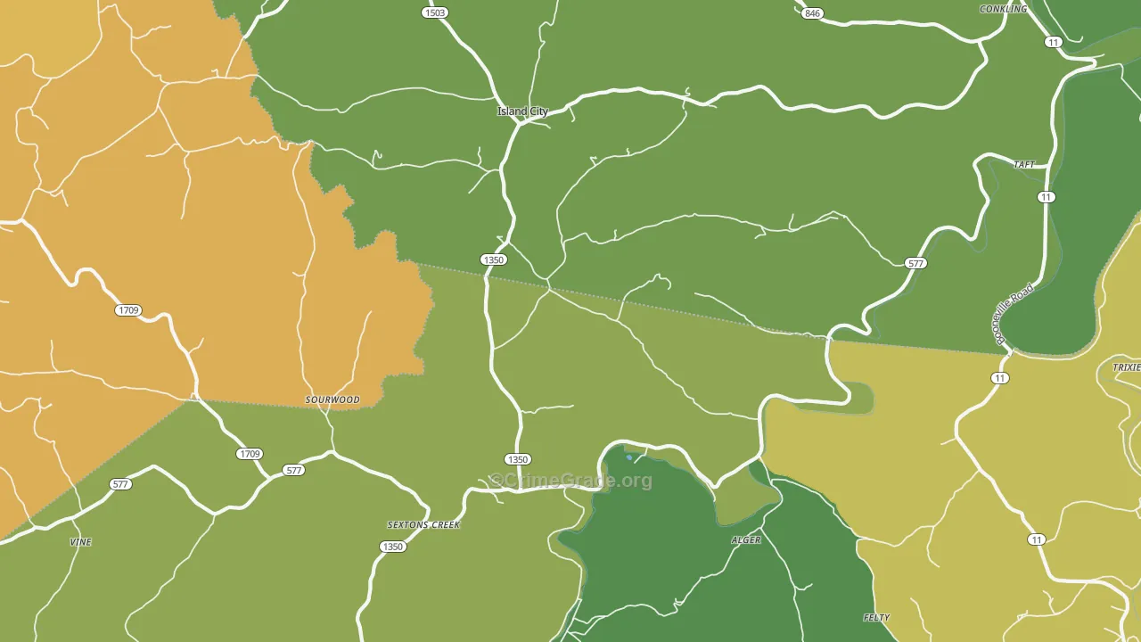 40983, KY Map of Vehicle Theft Rates