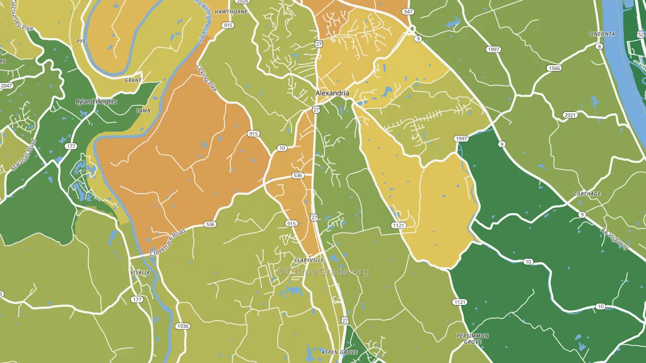 41001, KY Map of Vehicle Theft Rates