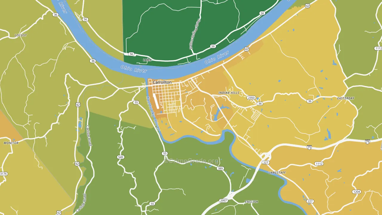41008, KY Map of Vehicle Theft Rates