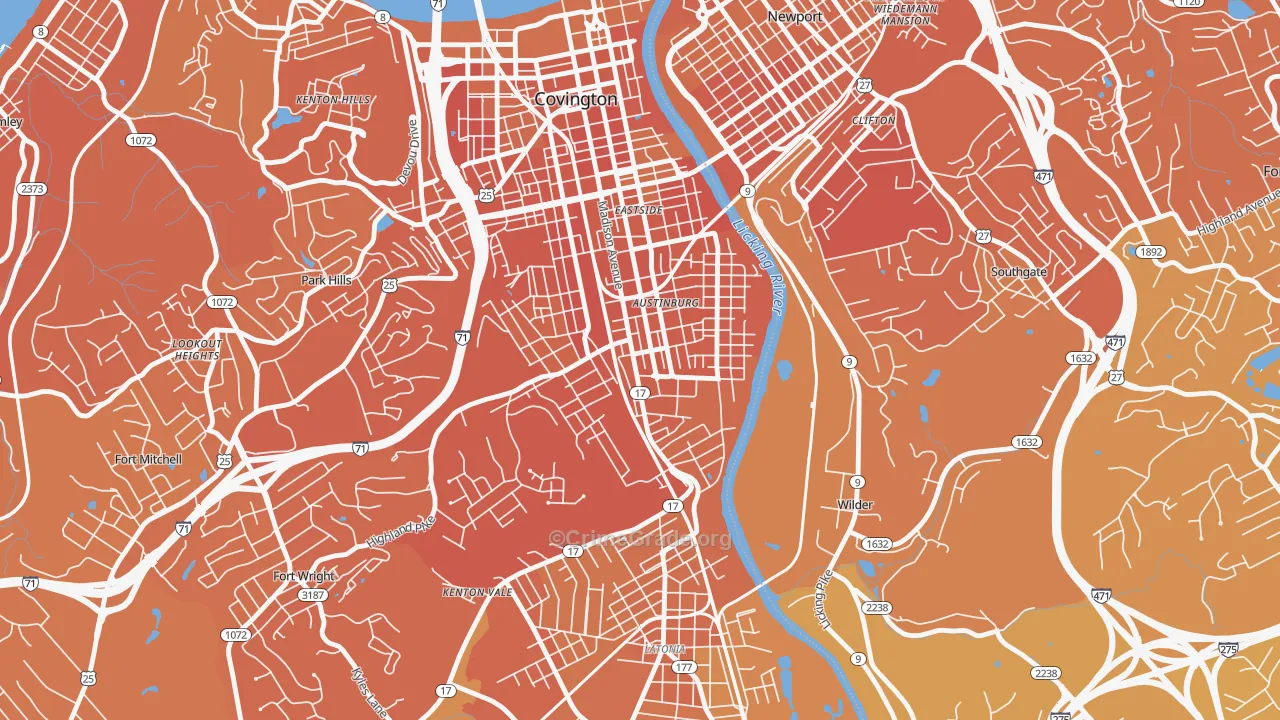 41014, KY Map of Vehicle Theft Rates