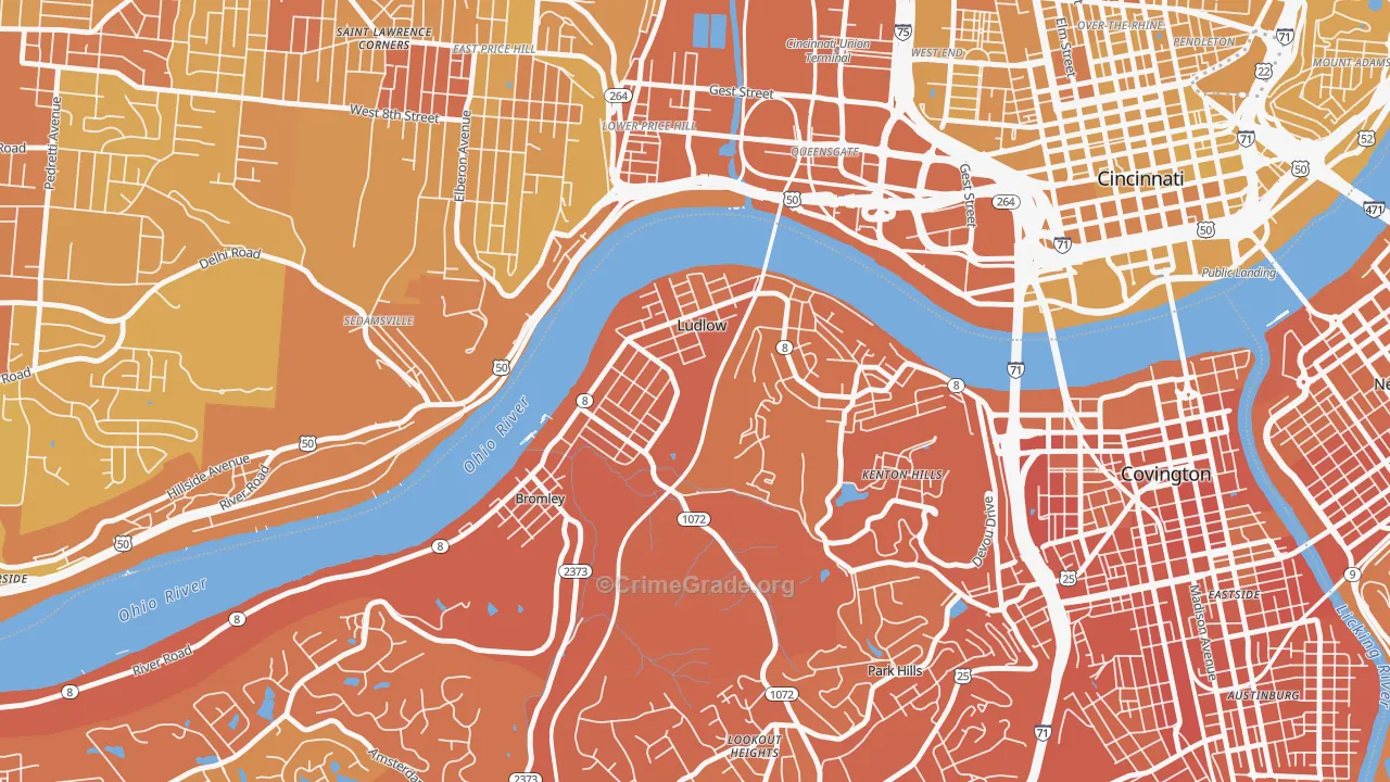 41016, KY Map of Vehicle Theft Rates