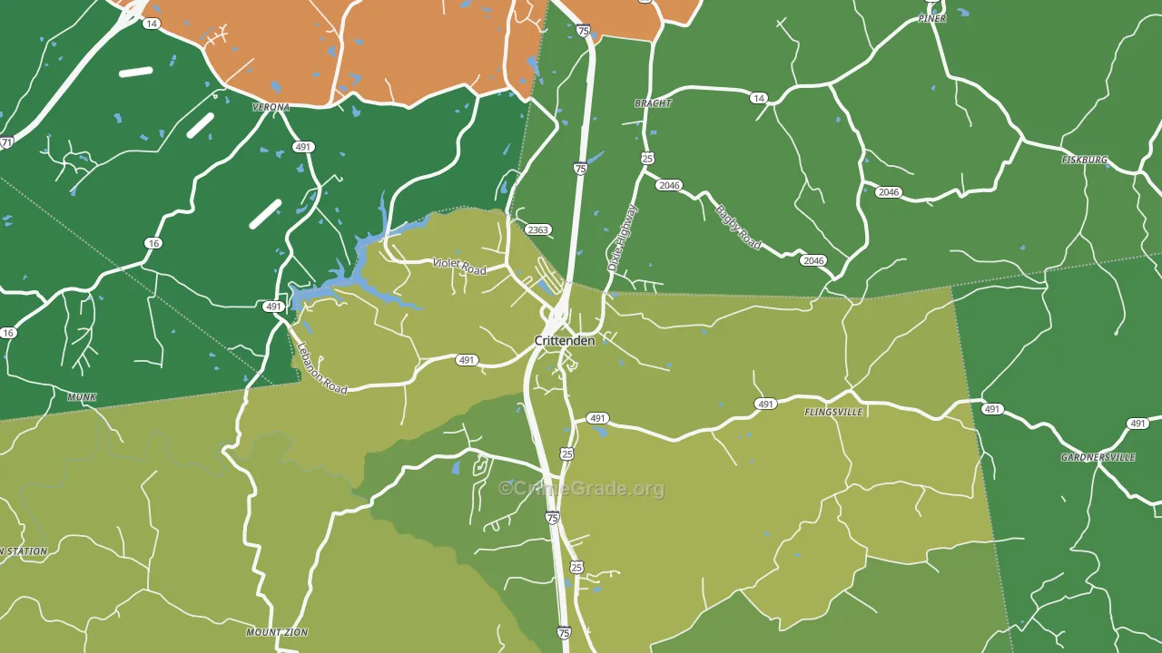 41030, KY Map of Vehicle Theft Rates