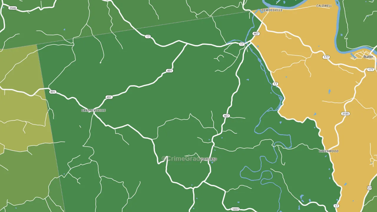41033, KY Map of Vehicle Theft Rates