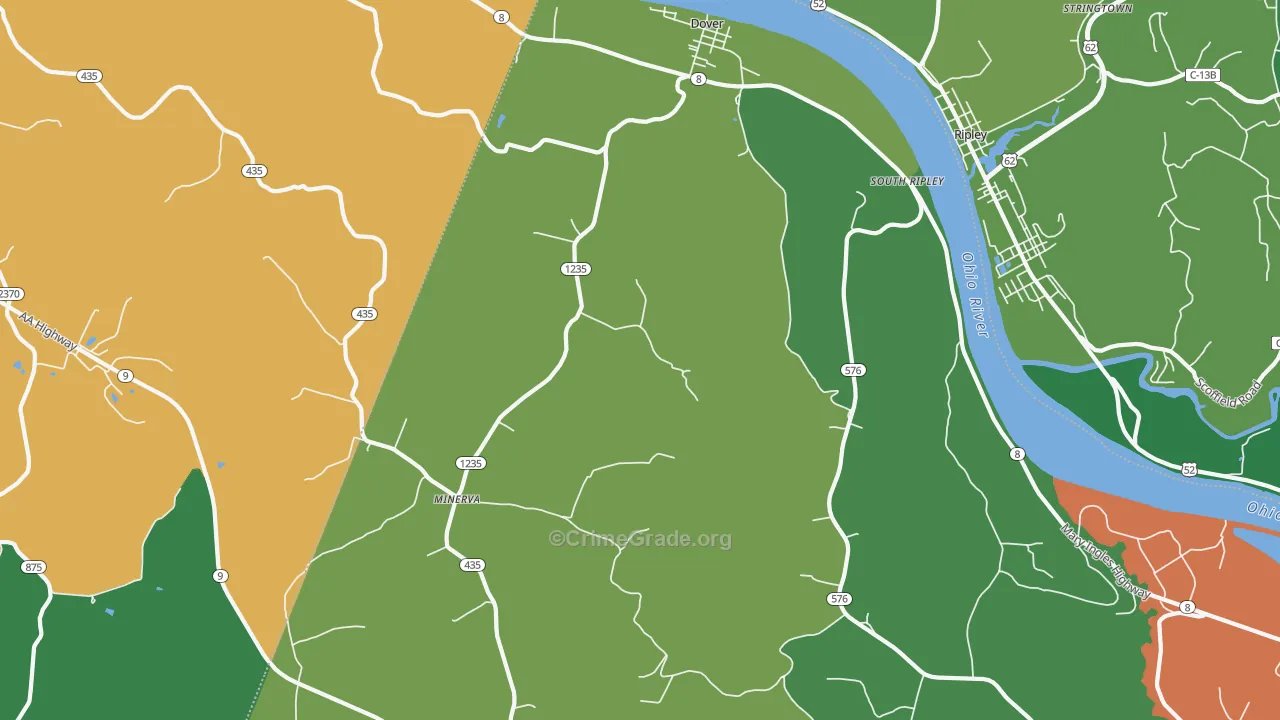 41034, KY Map of Vehicle Theft Rates