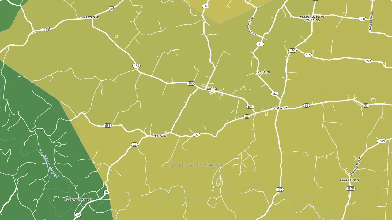 41039, KY Map of Vehicle Theft Rates