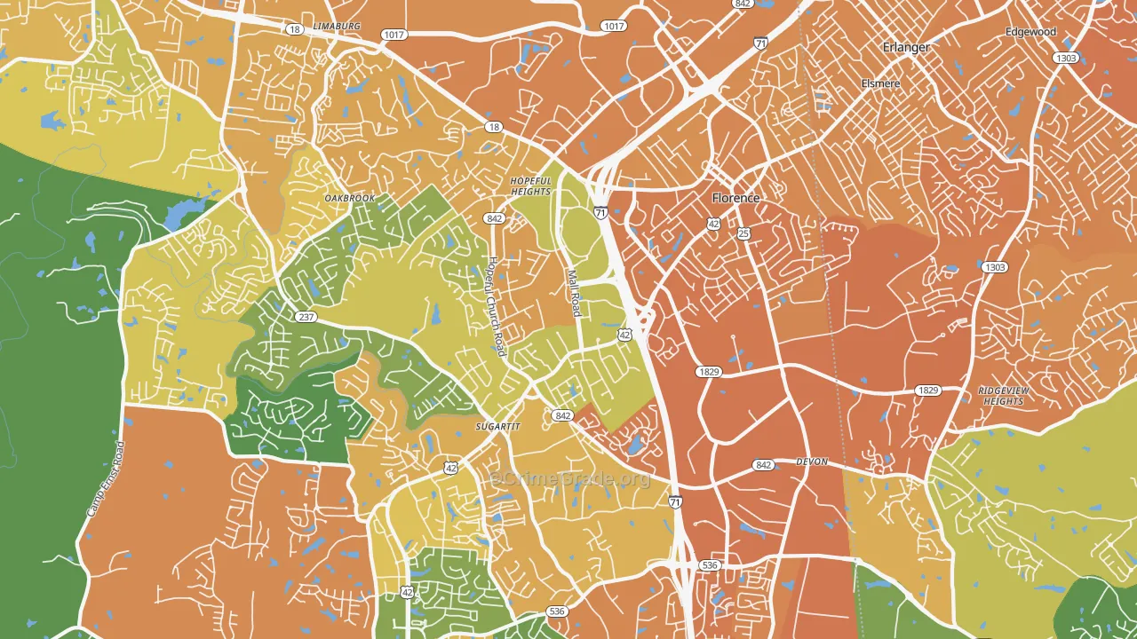 41042, KY Map of Vehicle Theft Rates