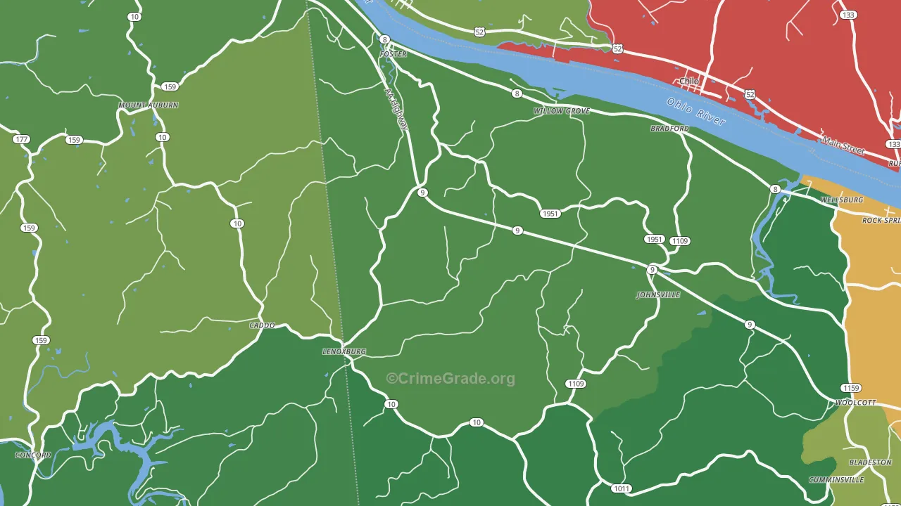 41043, KY Map of Vehicle Theft Rates