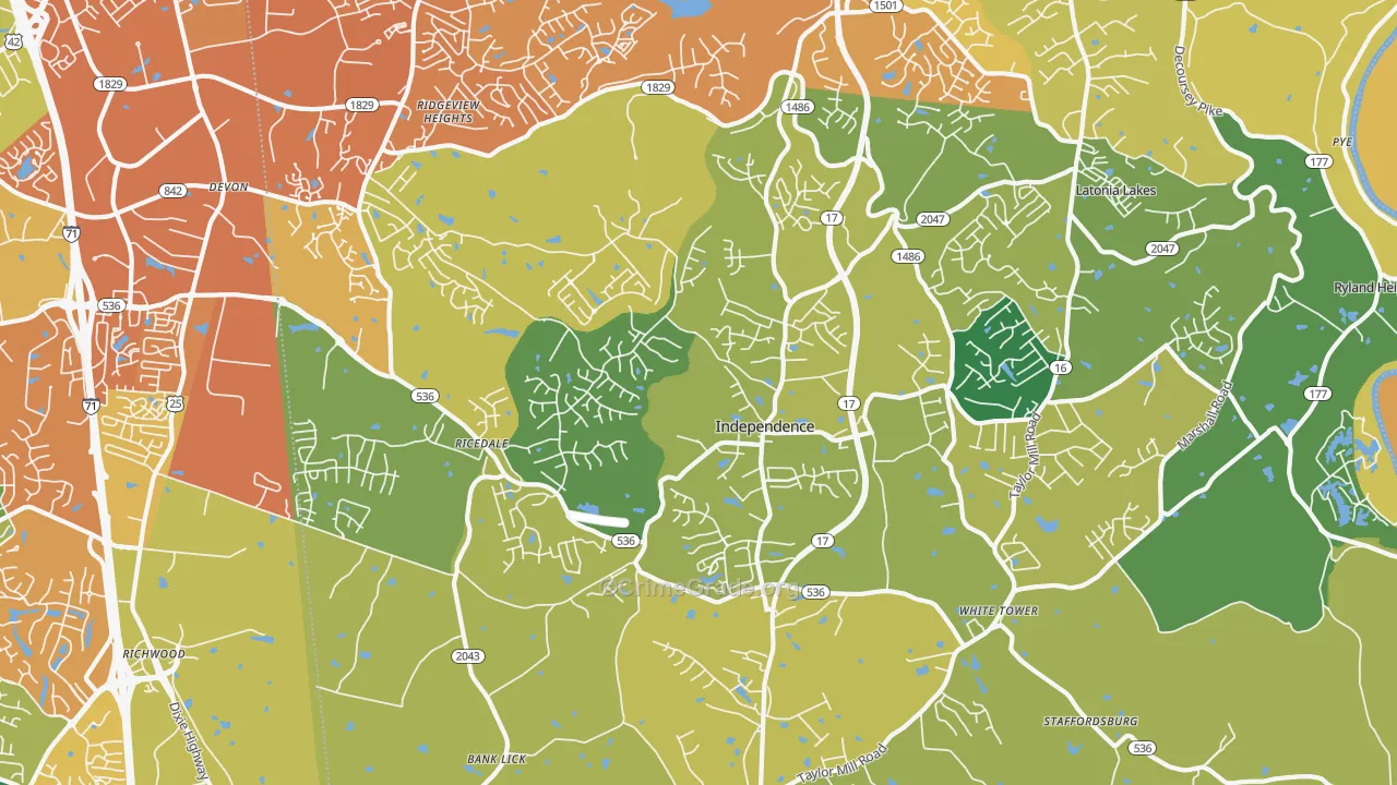 41051, KY Map of Vehicle Theft Rates