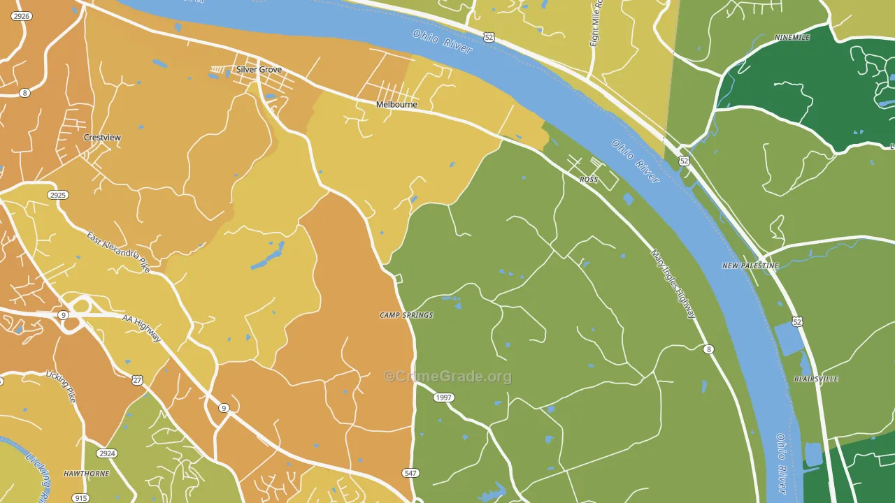 41059, KY Map of Vehicle Theft Rates