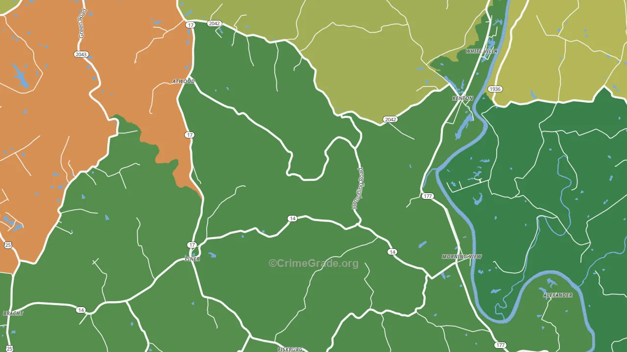 41063, KY Map of Vehicle Theft Rates