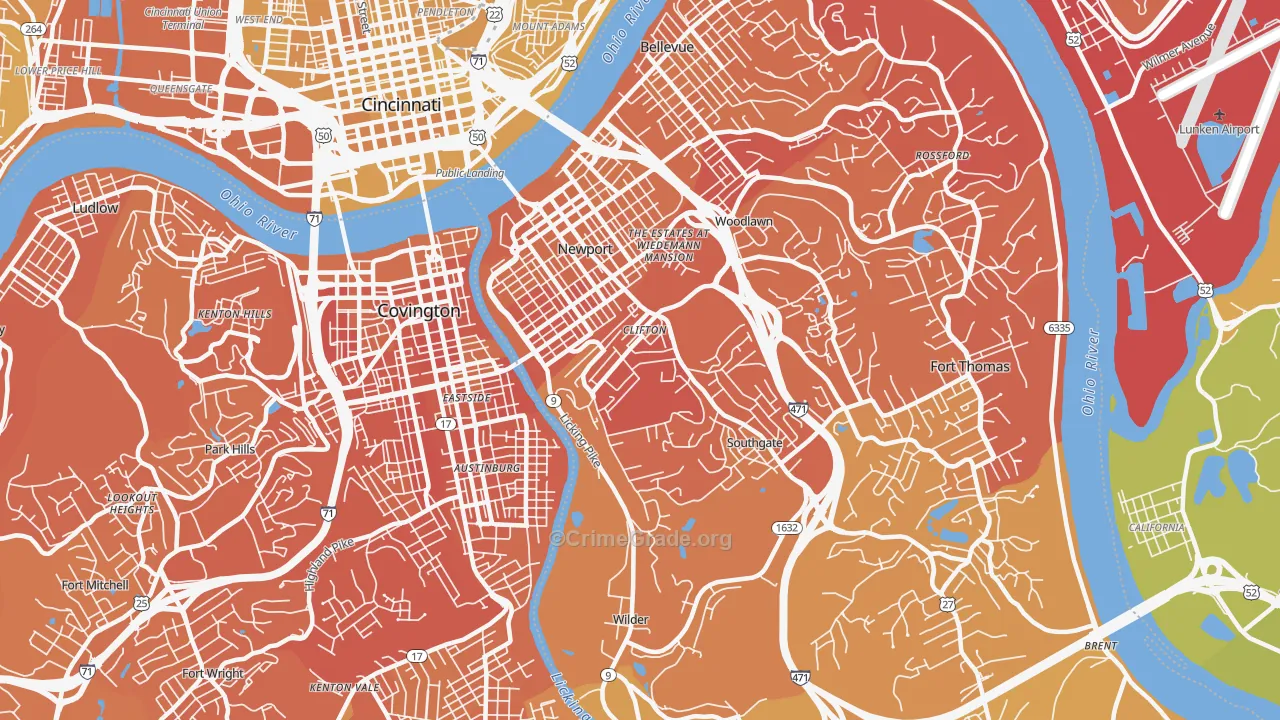 41071, KY Map of Vehicle Theft Rates