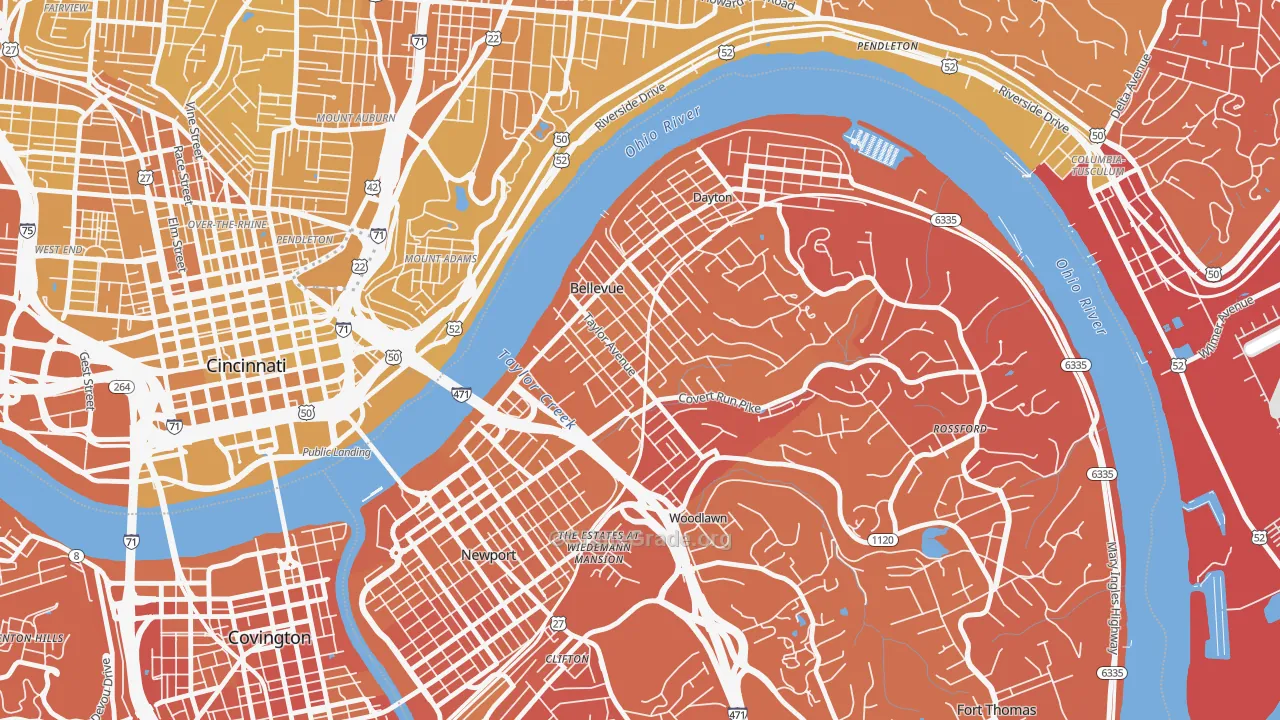 41073, KY Map of Vehicle Theft Rates