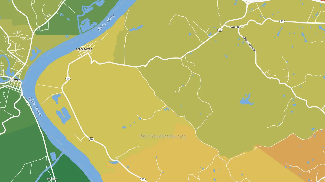 41080, KY Map of Vehicle Theft Rates