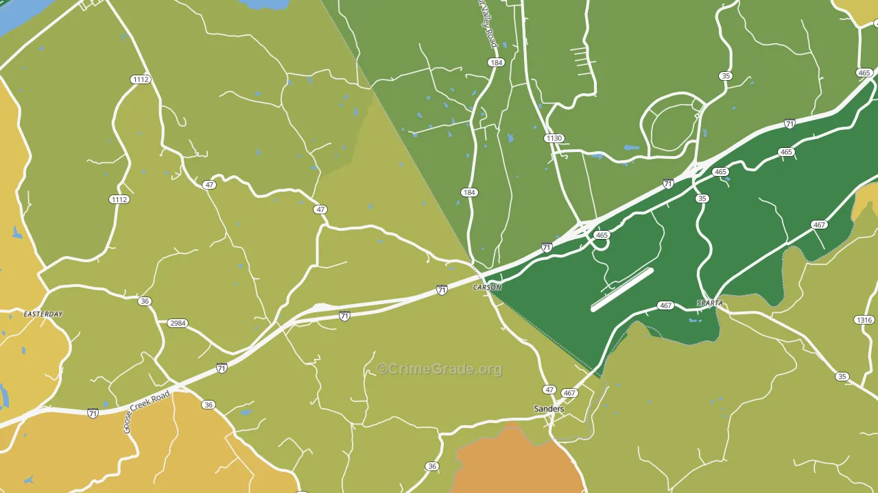 41083, KY Map of Vehicle Theft Rates