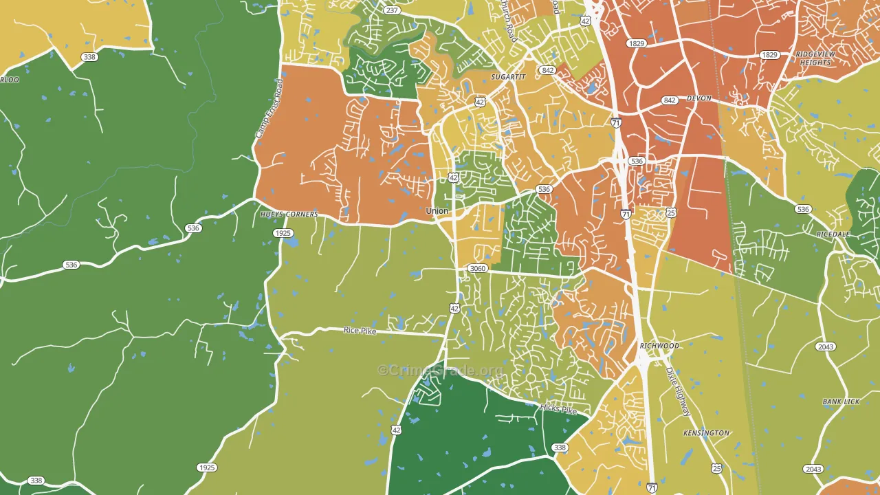 41091, KY Map of Vehicle Theft Rates