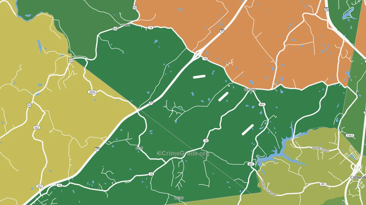 41092, KY Map of Vehicle Theft Rates