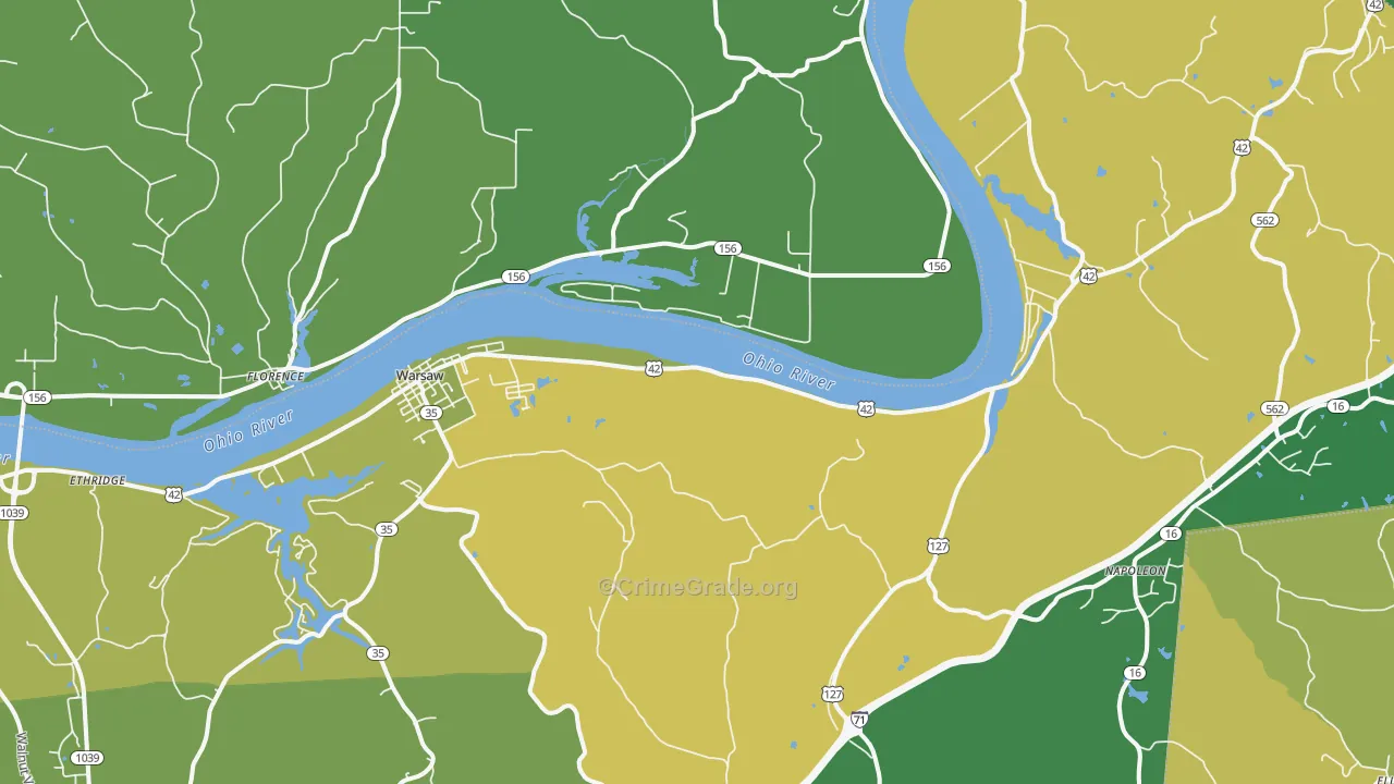 41095, KY Map of Vehicle Theft Rates