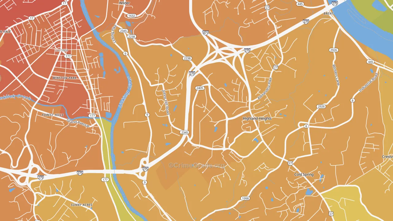 41099, KY Map of Vehicle Theft Rates