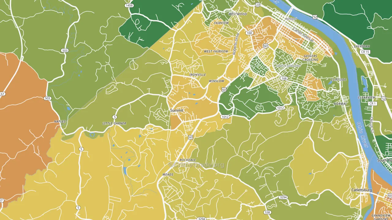 41102, KY Map of Vehicle Theft Rates