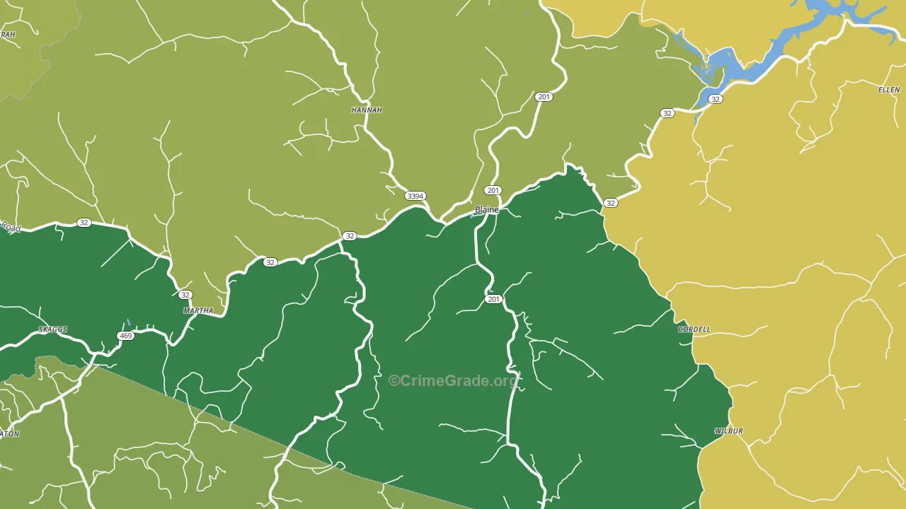 41124, KY Map of Vehicle Theft Rates