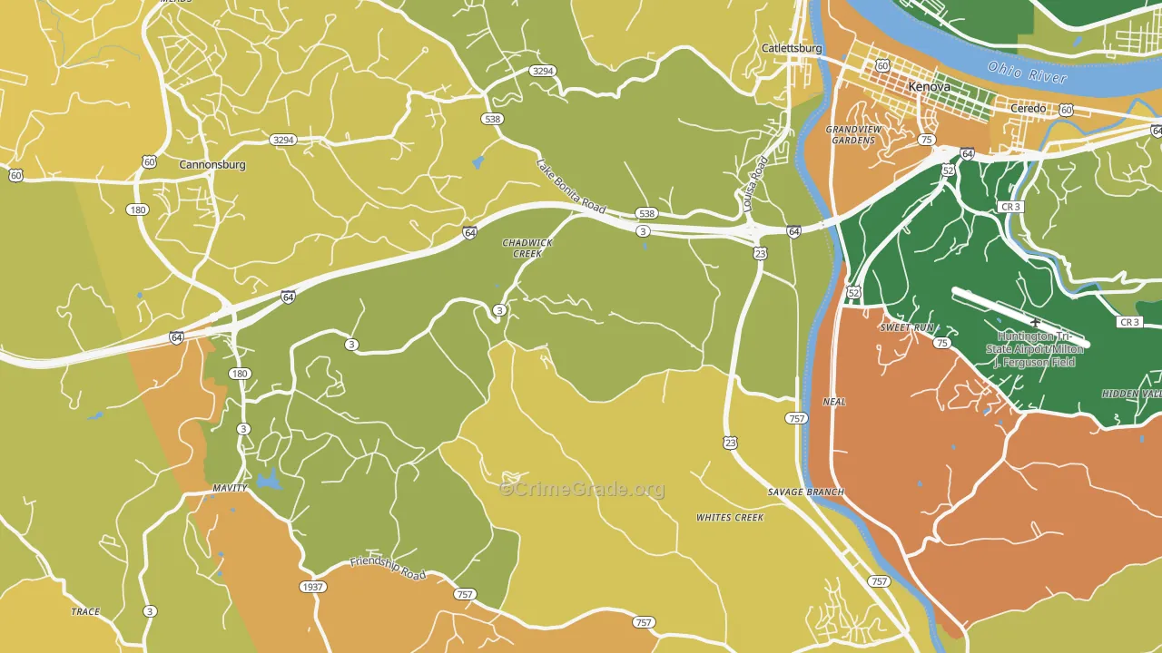 41129, KY Map of Vehicle Theft Rates