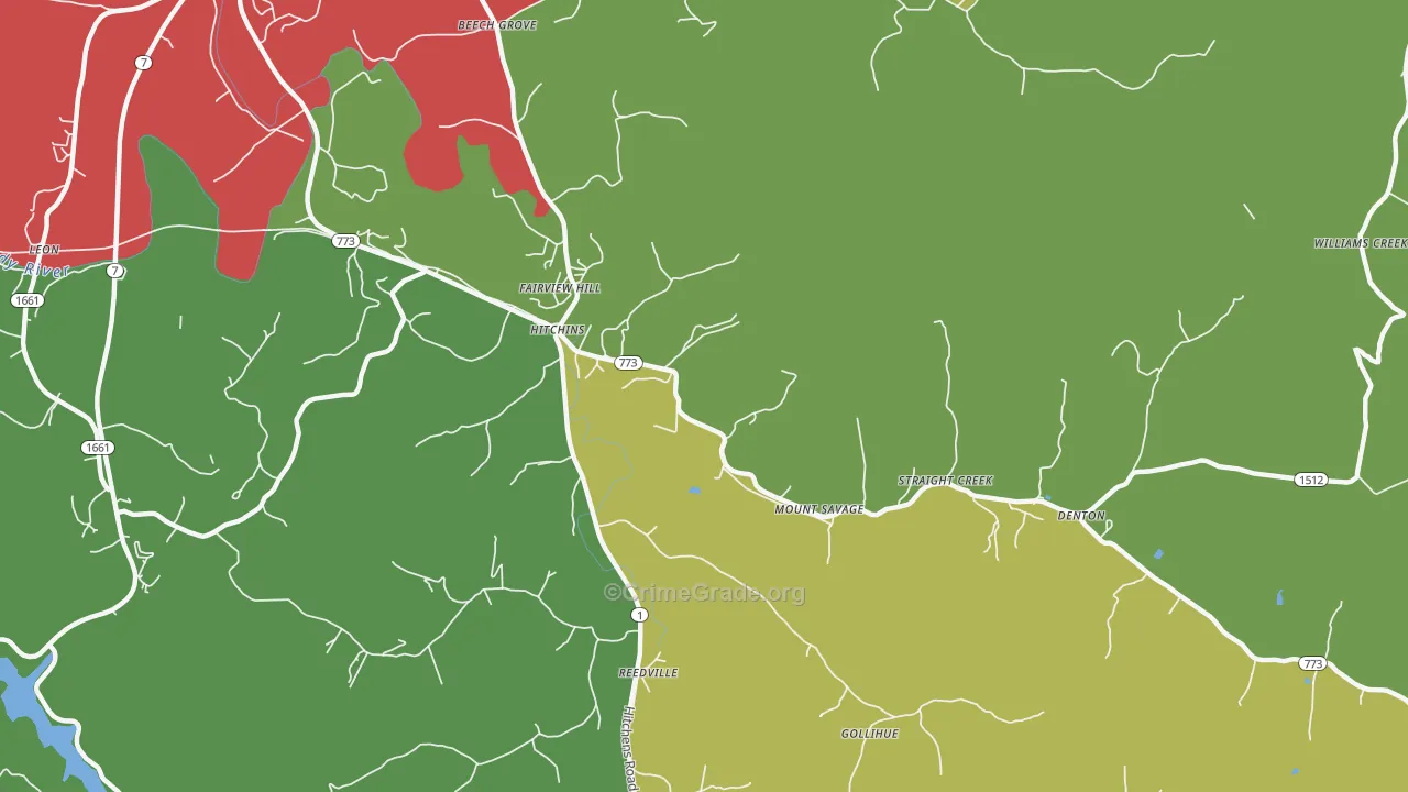 41146, KY Map of Vehicle Theft Rates