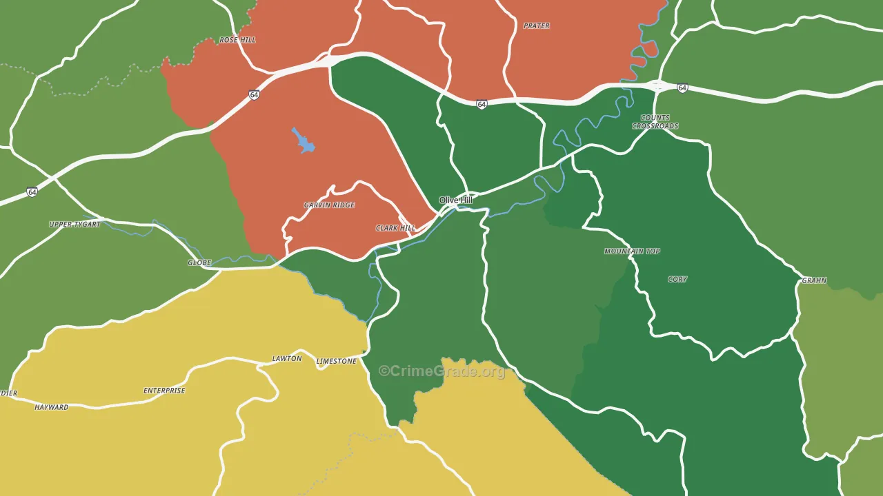 41164, KY Map of Vehicle Theft Rates