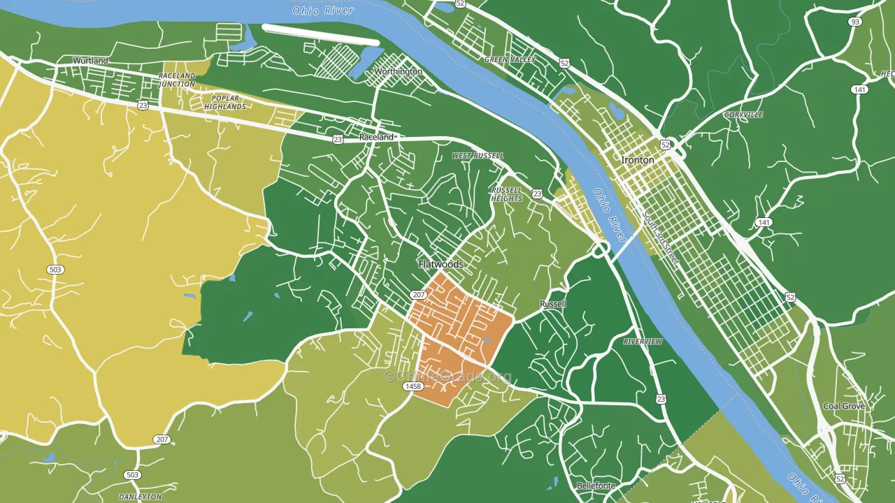 41169, KY Map of Vehicle Theft Rates