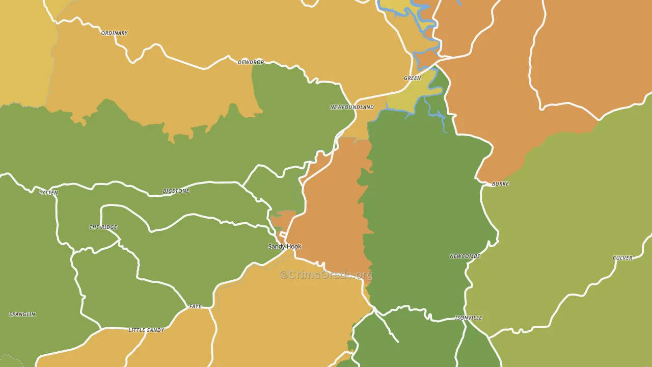 41171, KY Map of Vehicle Theft Rates