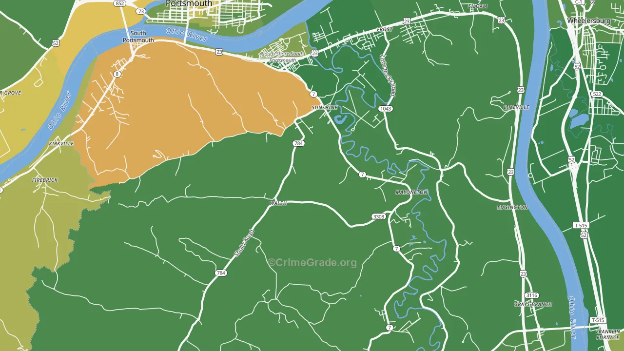 41175, KY Map of Vehicle Theft Rates