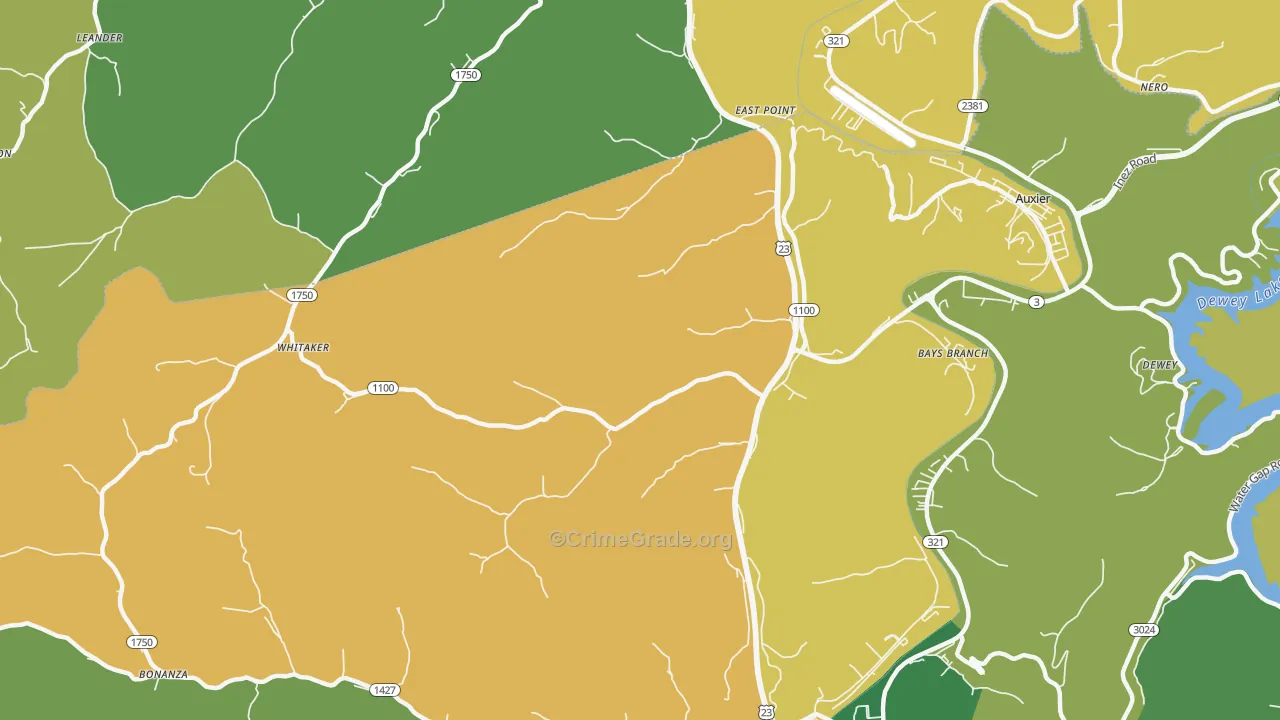 41216, KY Map of Vehicle Theft Rates