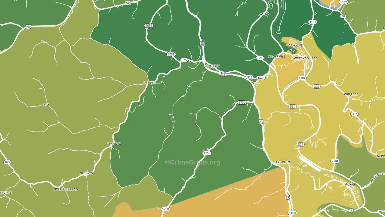 41222, KY Map of Vehicle Theft Rates