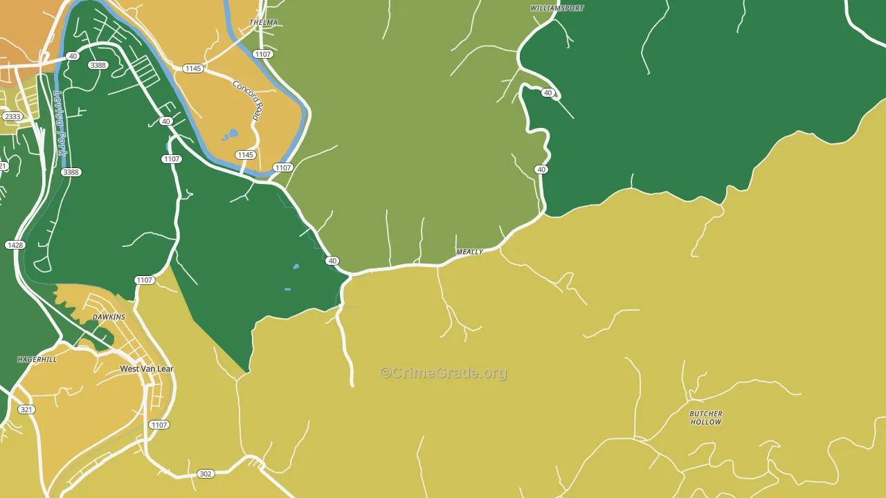 41234, KY Map of Vehicle Theft Rates