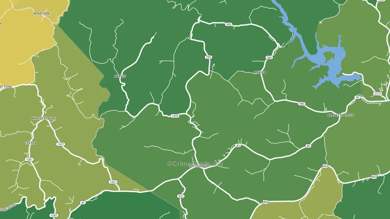 41238, KY Map of Vehicle Theft Rates