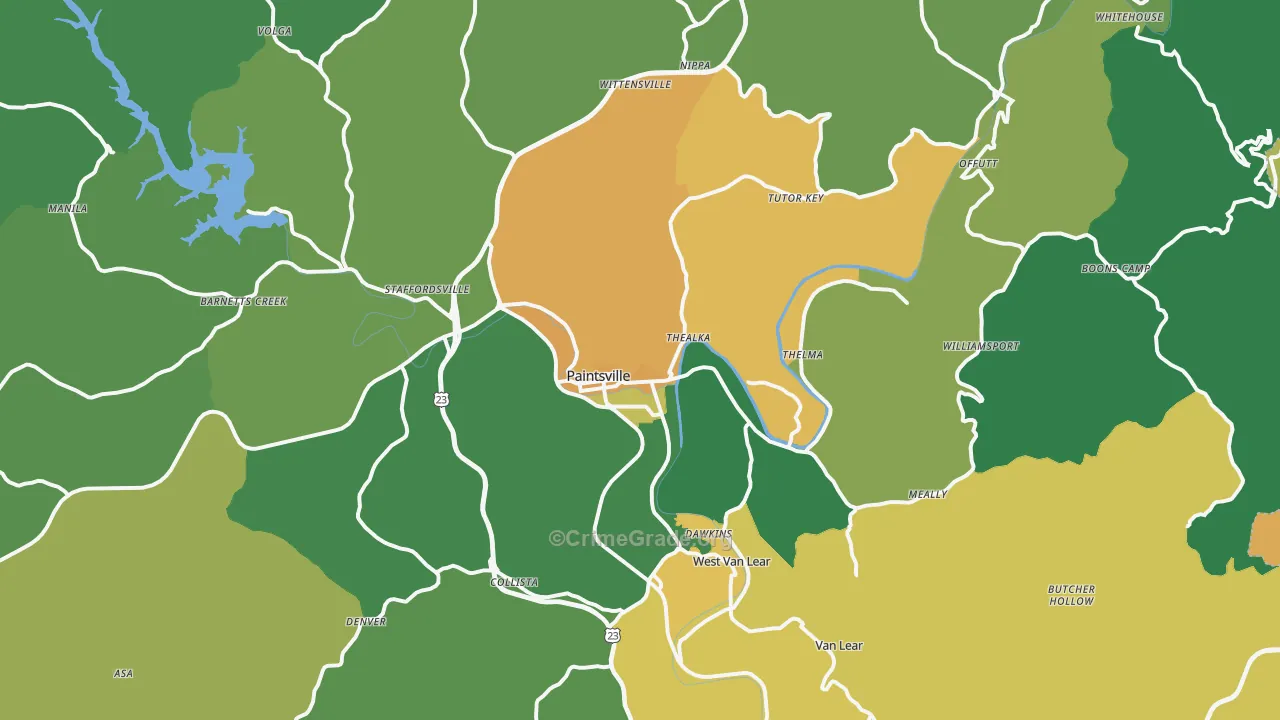41240, KY Map of Vehicle Theft Rates
