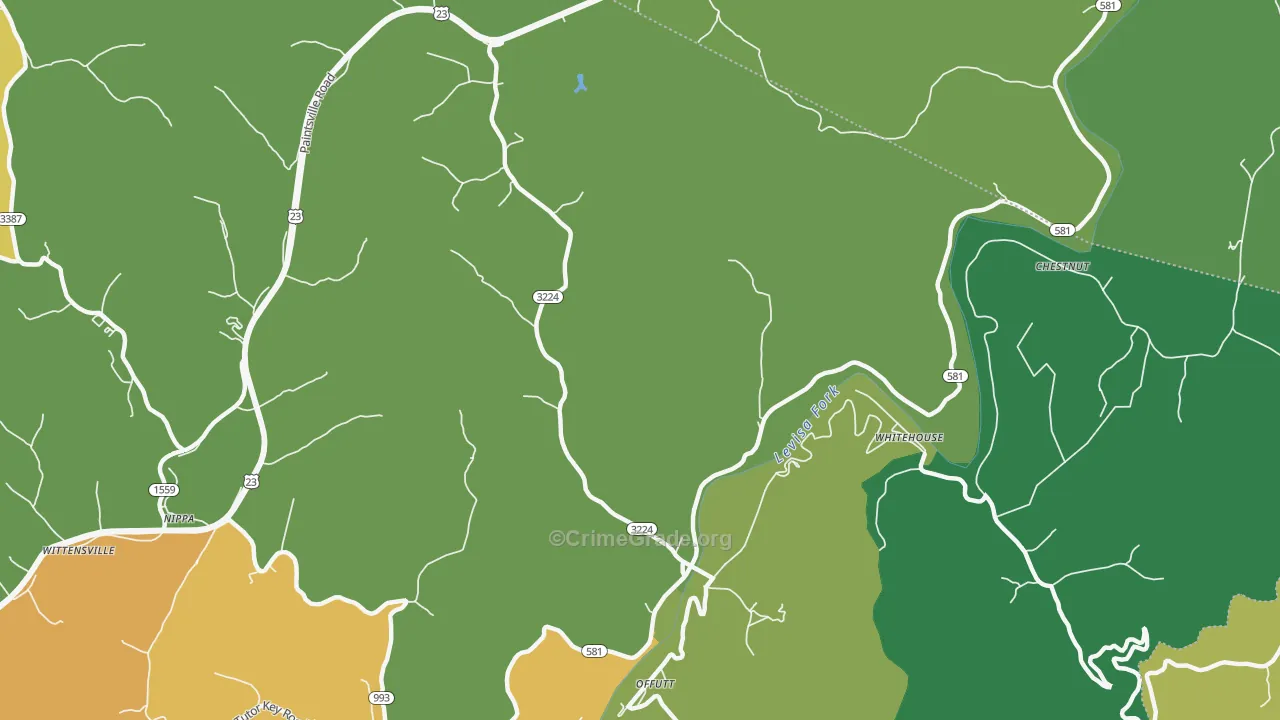 41254, KY Map of Vehicle Theft Rates