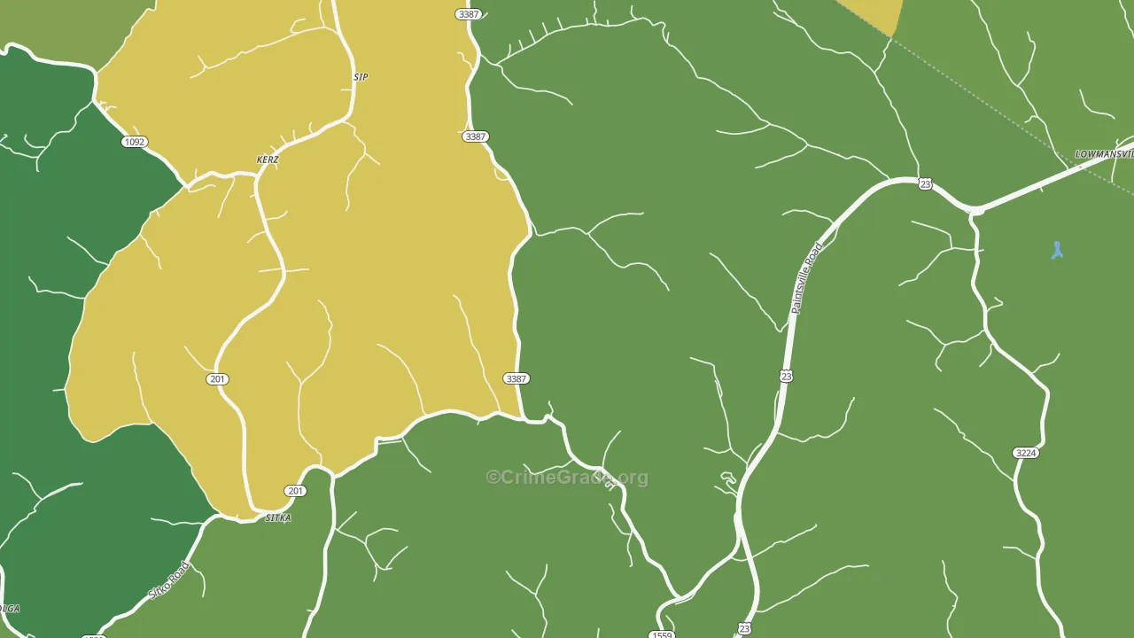 41257, KY Map of Vehicle Theft Rates