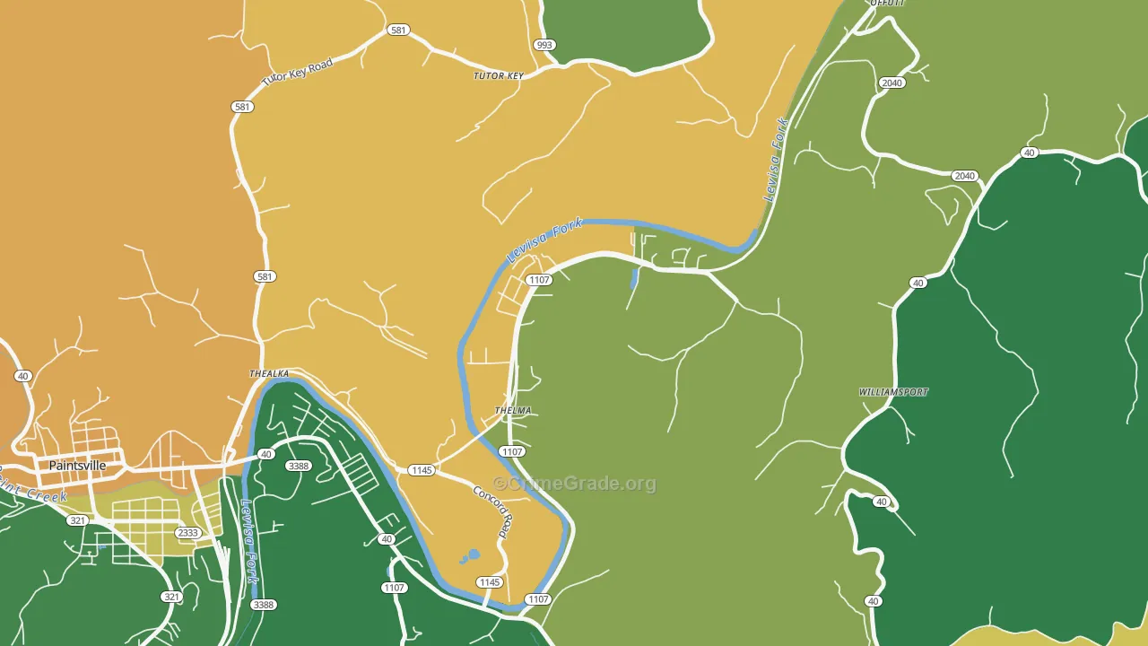 41260, KY Map of Vehicle Theft Rates